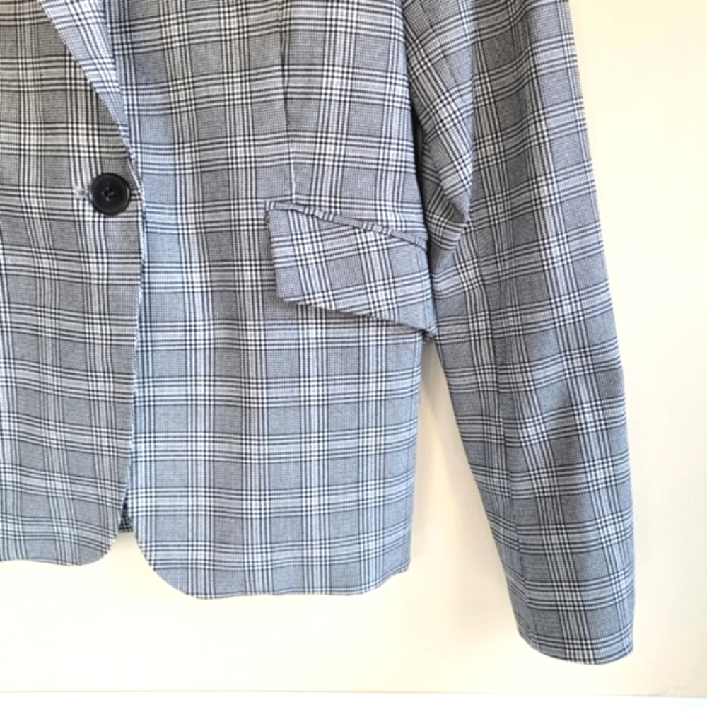 Dahlia Plaid Fully Lined Gray Blazer Jacket Women's XS Academia Preppy - Picture 7 of 9
